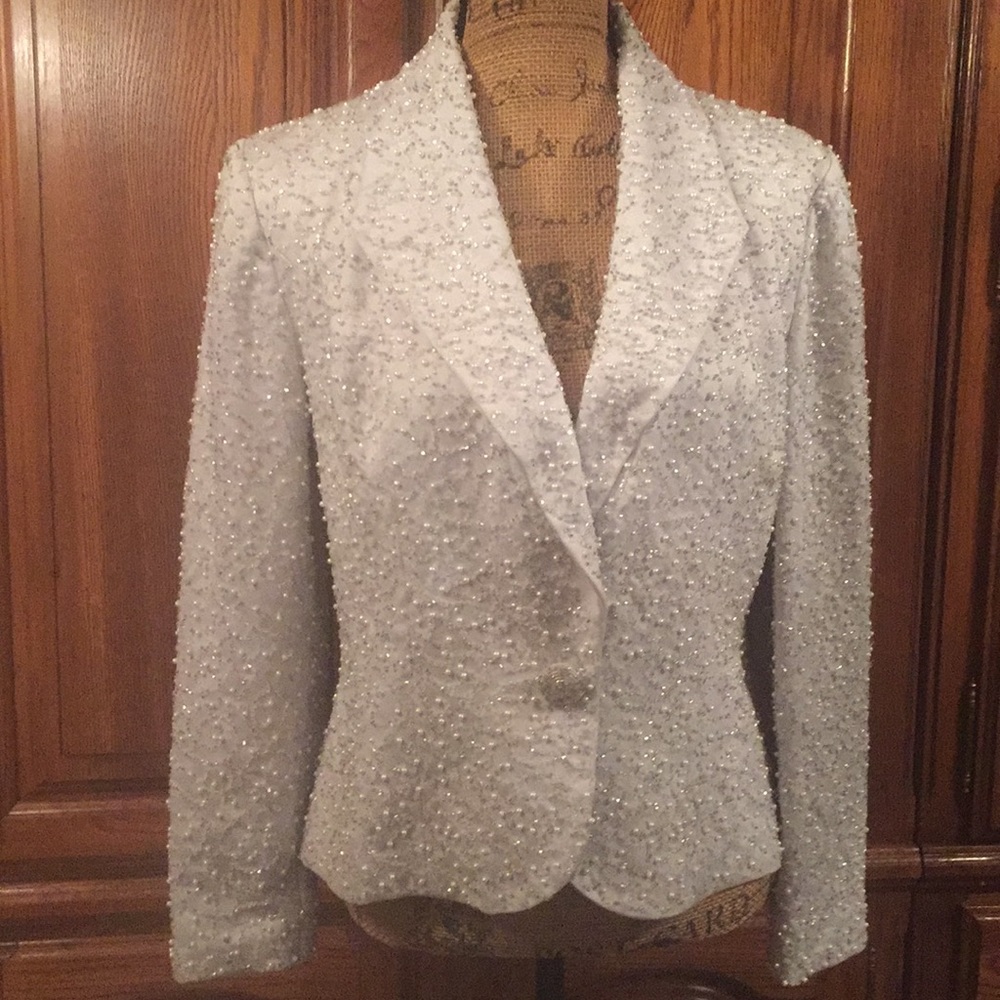 Vintage Oleg Cassini Blacktie Silver Blazer